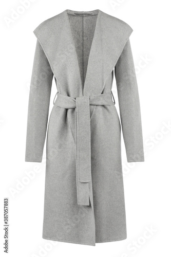Grey Wool Women's Coat. Front view