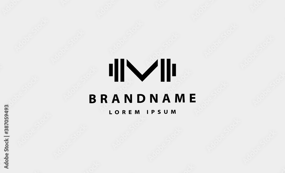 Fototapeta premium Letter M bodybuild fitness logo design vector