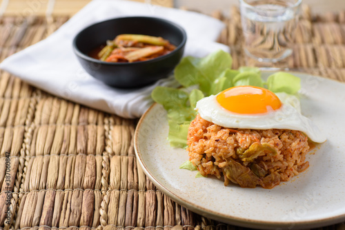 Korean food, Kimchi fried rice with fried egg	