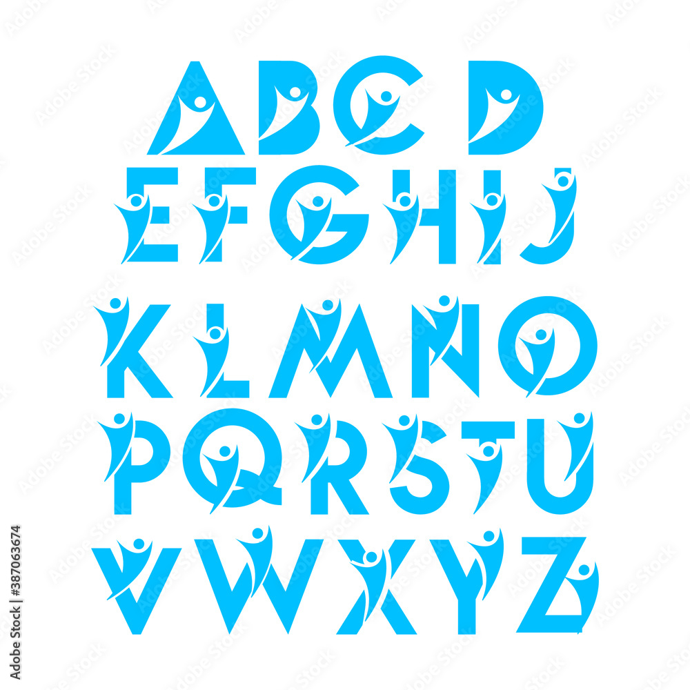 set font element human  logo design vector  linked