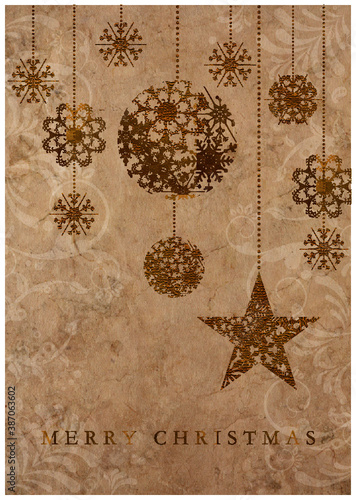 クリスマス 古紙 金テクスチャ 背景