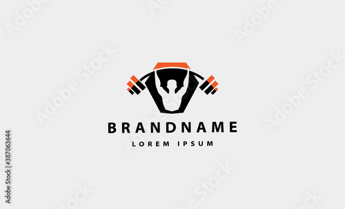 Man bodybuild fitness logo design vector