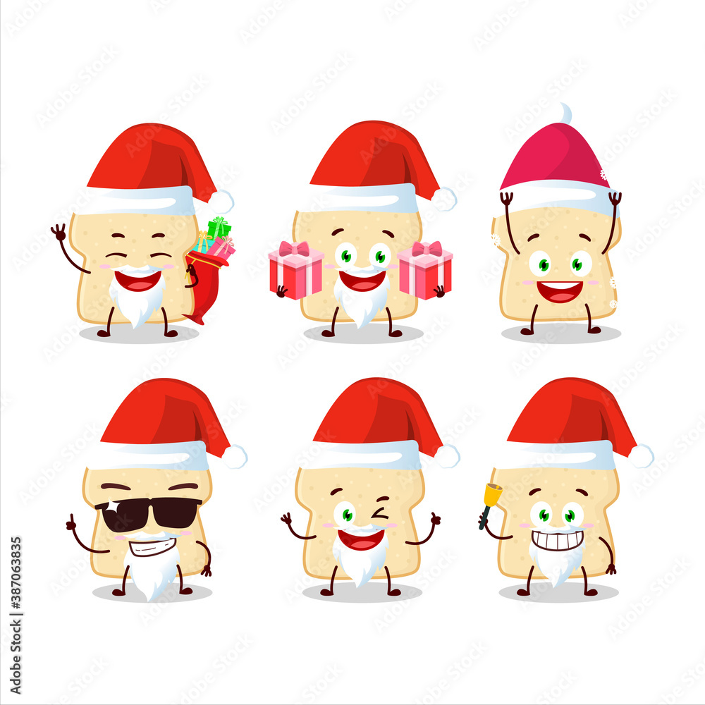 Santa Claus emoticons with slice of bread cartoon character Santa Claus emoticons with slice of bread cartoon character