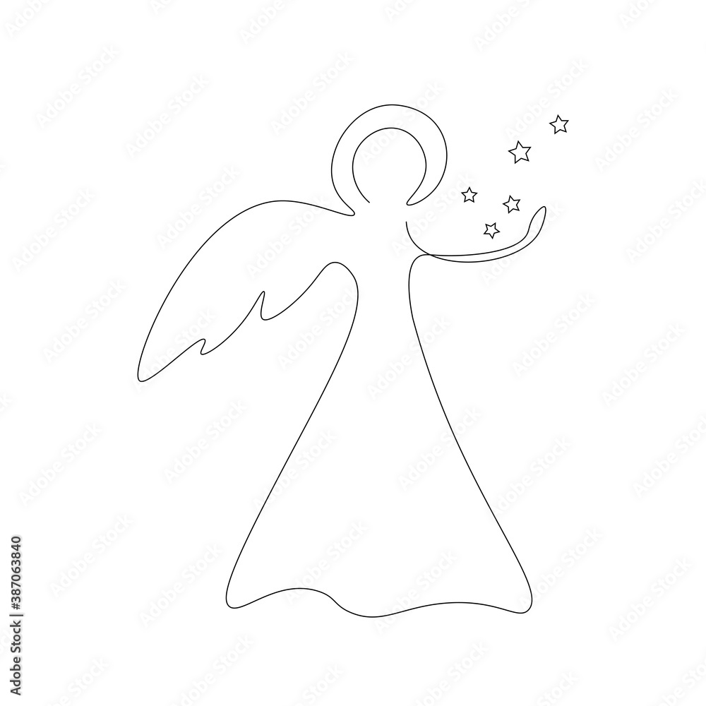 Christmas angel and stars. Vector illustration Christmas angel and stars. Vector illustration