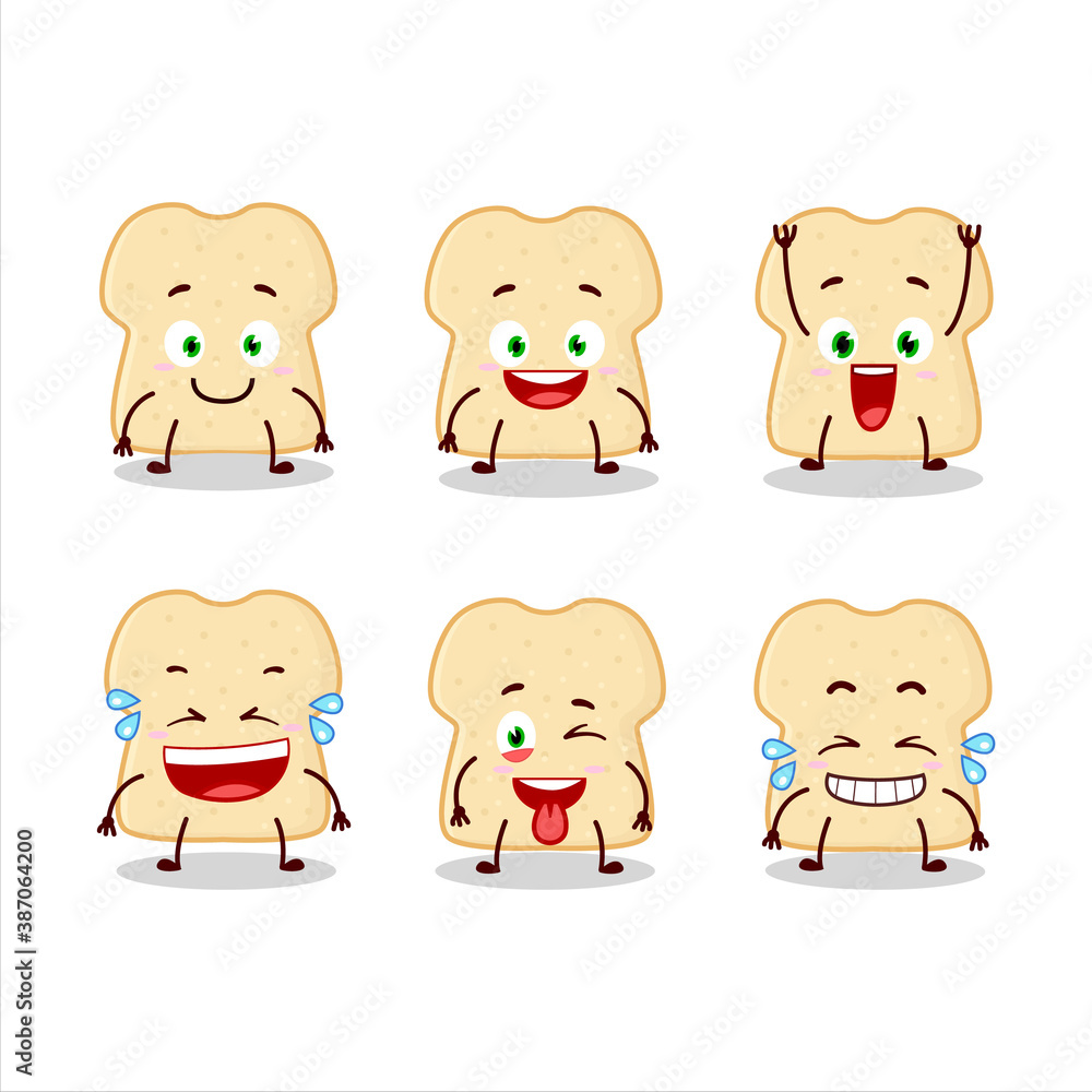 Cartoon character of slice of bread with smile expression Cartoon character of slice of bread with smile expression