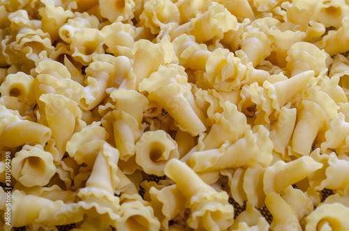 Gigli or campanelle pasta (also known as riccioli) background. photo