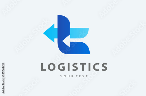 Logistics logo design, silhouette letter L and arrow