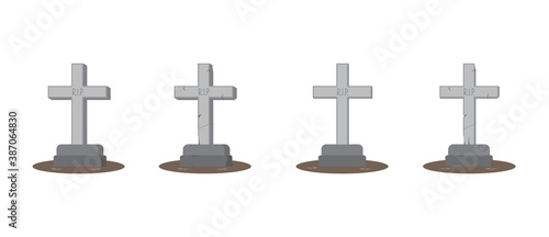 Cross Gravestone Vector Element for Halloween