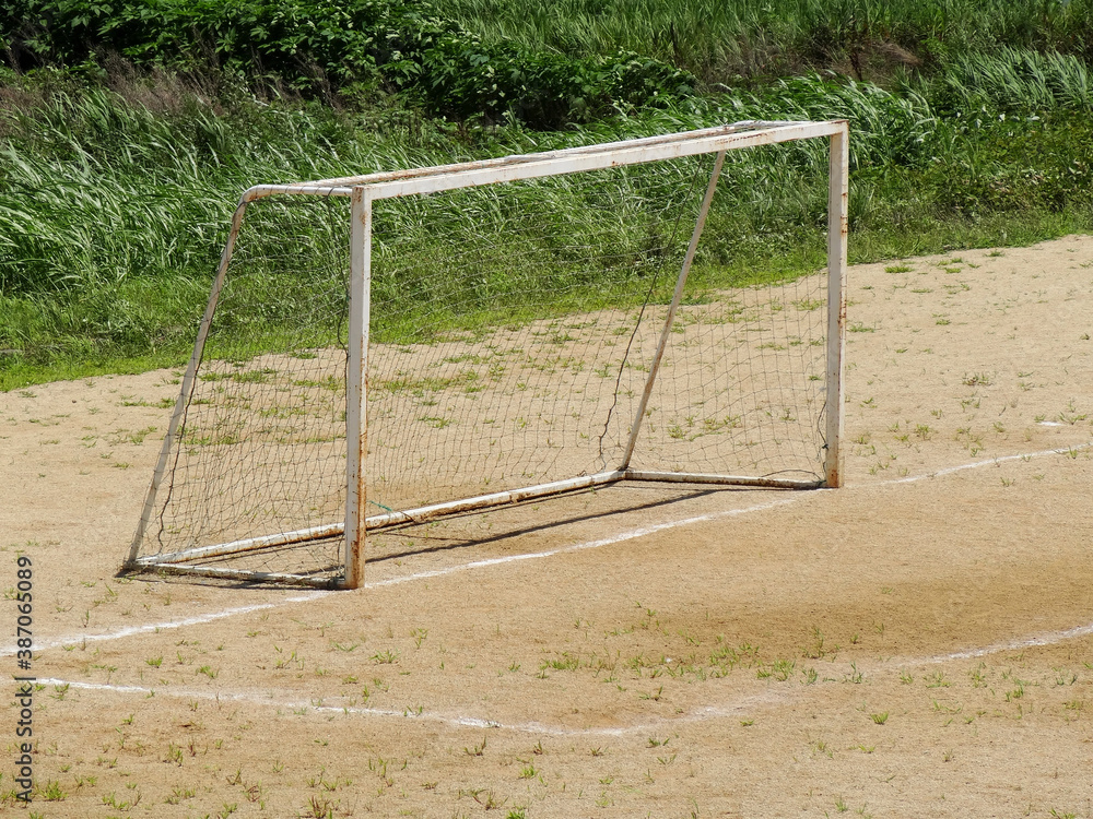 河川敷のサッカーゴール