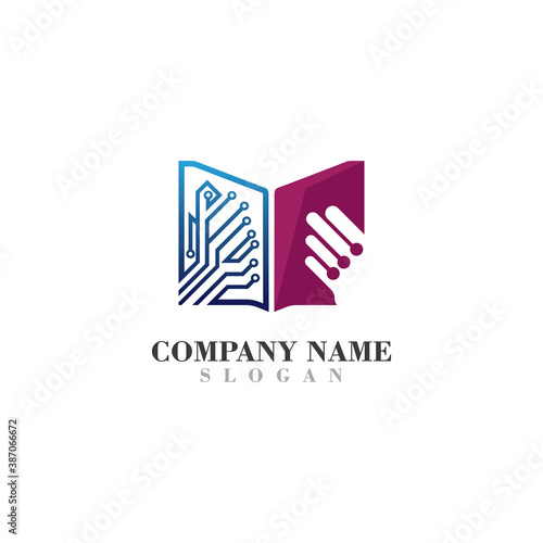 Book tech logo inspiration design template technology vector