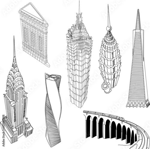 skyscrapers and high-rise buildings vector