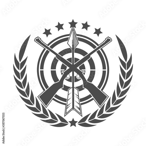 Vector logo, badge, symbol, icon template design with Hunter Theme
