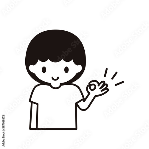 OKをしている少年のシンプルなイラスト