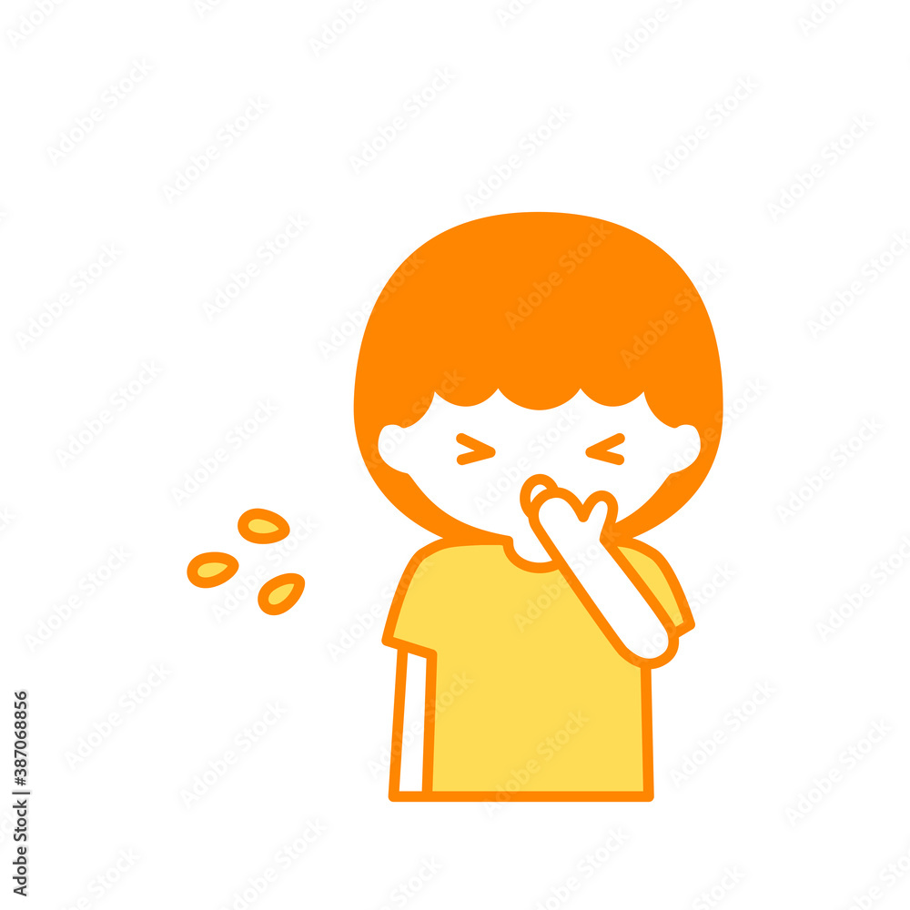 くしゃみをする男の子のシンプルなイラスト Stock Vector | Adobe Stock