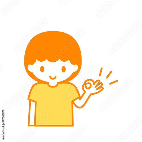 OKをしている少年のシンプルなイラスト