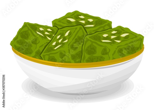 Barfi indian Sweet Dish Food Vector
