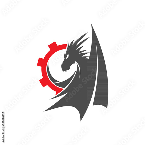 Vector logo, badge, symbol, icon template design with Dragon Theme
