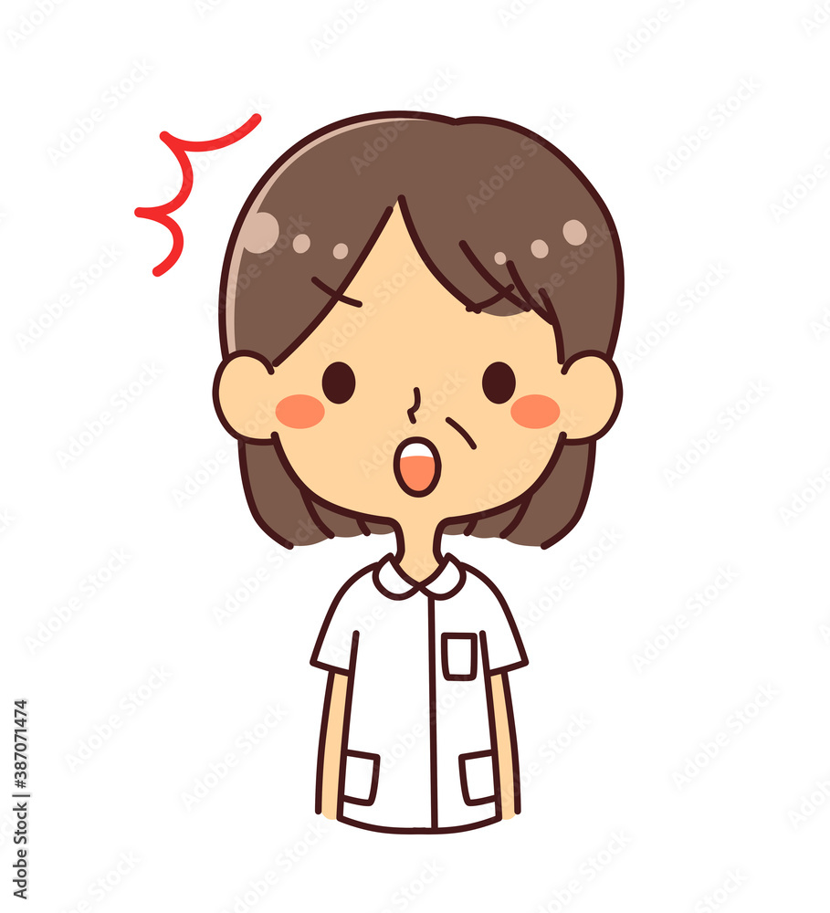 ナース 看護師 ミドル女性 驚く ショック イラスト ナース 看護師 ミドル女性 驚く ショック イラスト