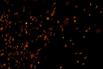 flame fire with sparks on black background
