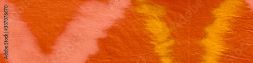 Orange Ikad Chevron. Tie Dye Shibori. Abstract 