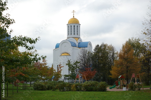 Assumption Church, Malookhtinsky Prospekt, Saint Petersburg,Russia, October 2020 photo