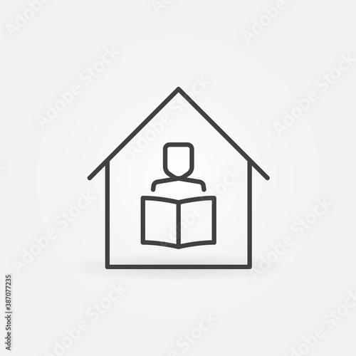 Reading at Home linear icon. Homeschooling vector concept symbol