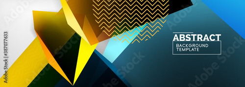 Low poly 3d geometric shapes, minimal abstract background. Vector illustrations for covers, banners, flyers and posters and other
