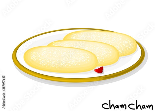 Cham Cham indian Sweet Dish Food Vector