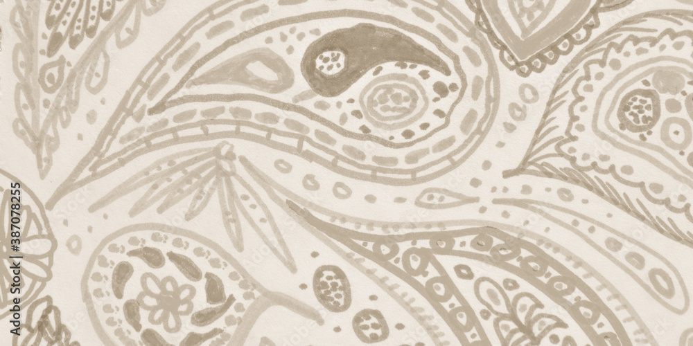 Obraz premium Asian Flowers Style. Rusty Ethnic Leaf Pattern. 