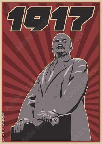 Communist Leader Soviet Propaganda Posters Style Illustration 