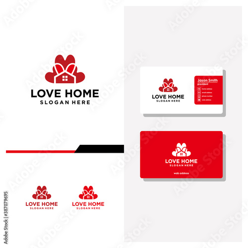love home logo design and business card vector