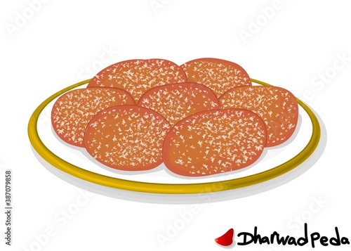 Dharwad Peda indian Sweet Dish Food Vector