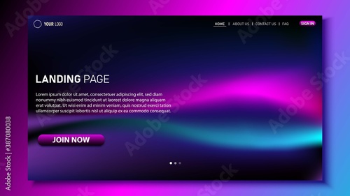 Landing page background. Website UI background design. Fluid shape color. Eps 10 vector