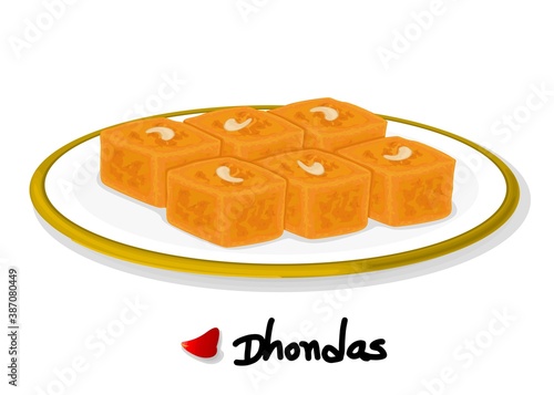 Dhondas indian Sweet Dish Food Vector