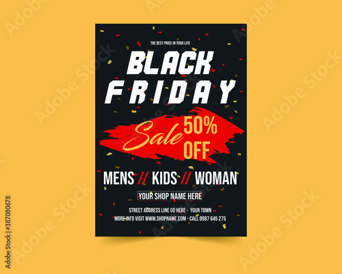 Black Friday Sale Flyer Template. Use for Poster, Newsletter, Shopping, Promotion, Advertising. photo