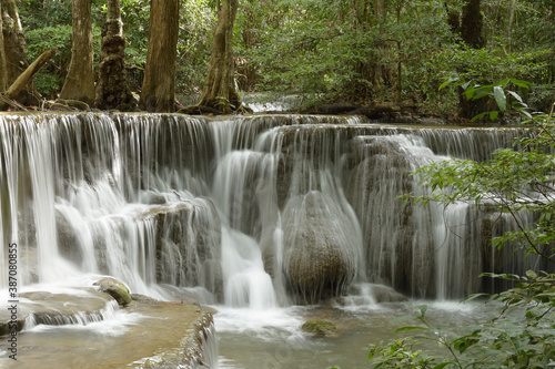Beautiful waterfall with stones in forest  Thailand