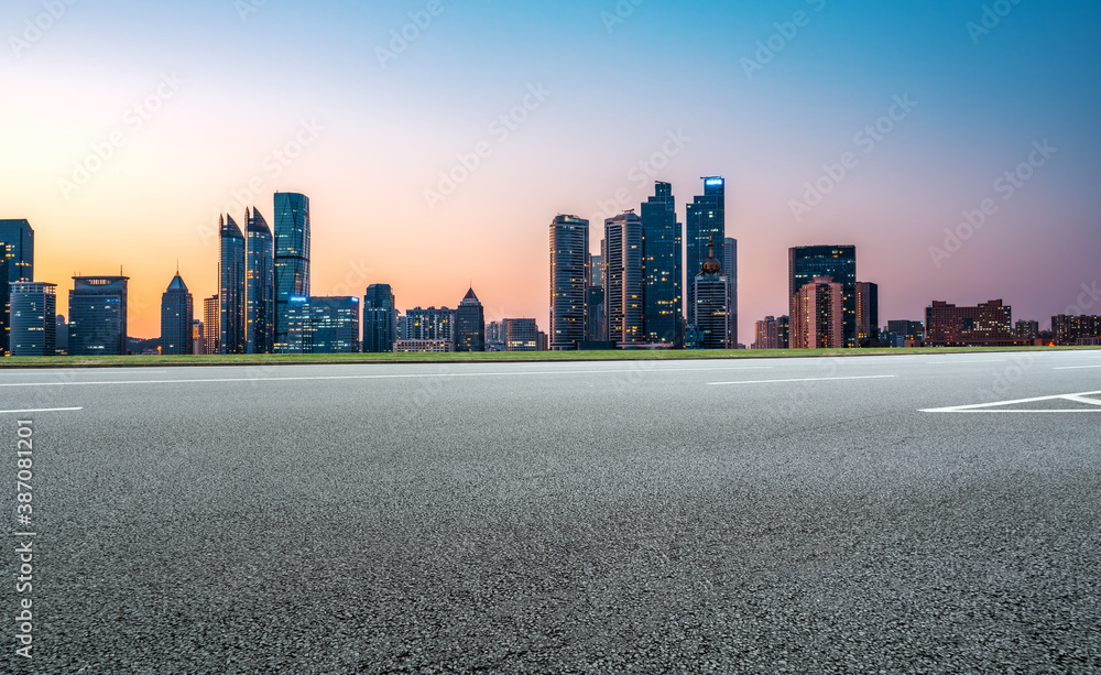 Road ground and modern architectural landscape skyline of Chinese city Road ground and modern architectural landscape skyline of Chinese city