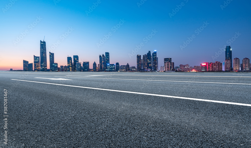 Road ground and modern architectural landscape skyline of Chinese city Road ground and modern architectural landscape skyline of Chinese city