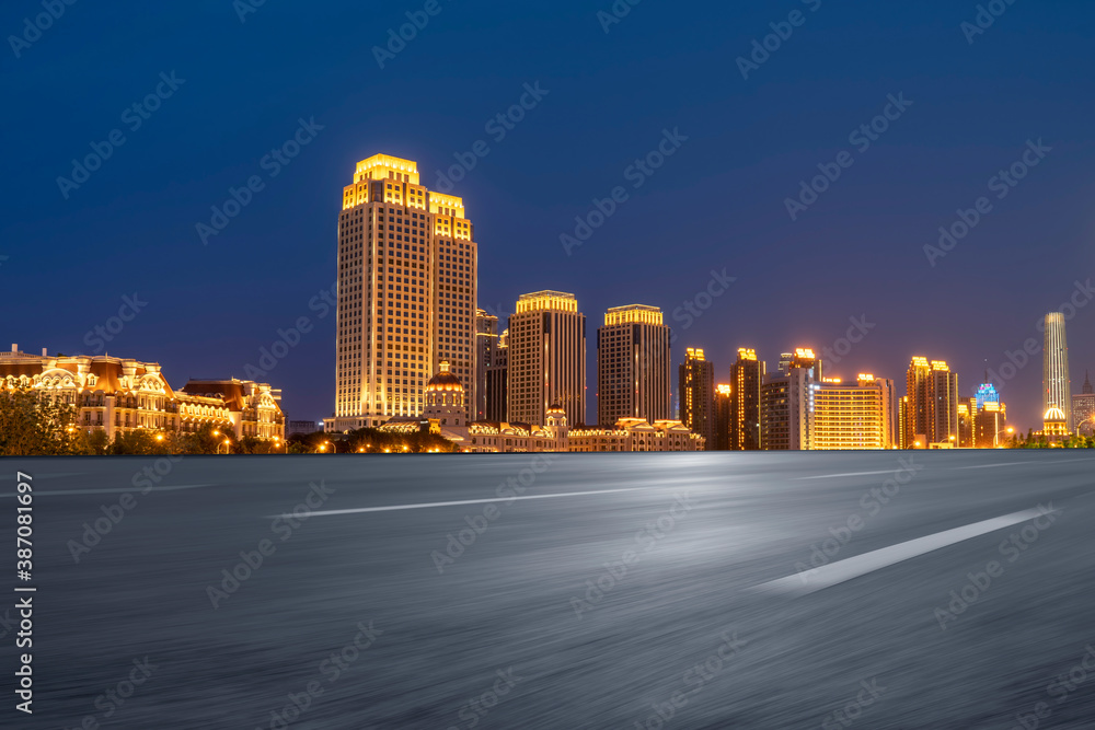 Road ground and modern architectural landscape skyline of Chinese city Road ground and modern architectural landscape skyline of Chinese city