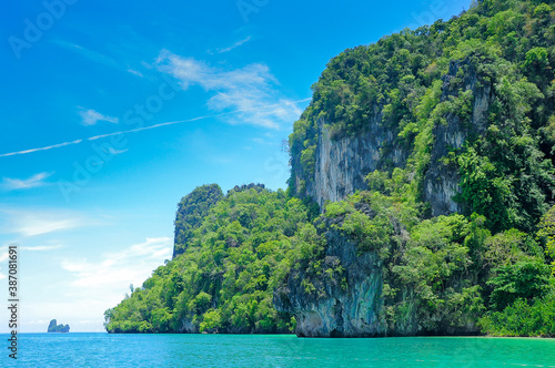 Tropical landscape. Hong Islands located in the National Park in Andaman sea Krabi Province Thailand.