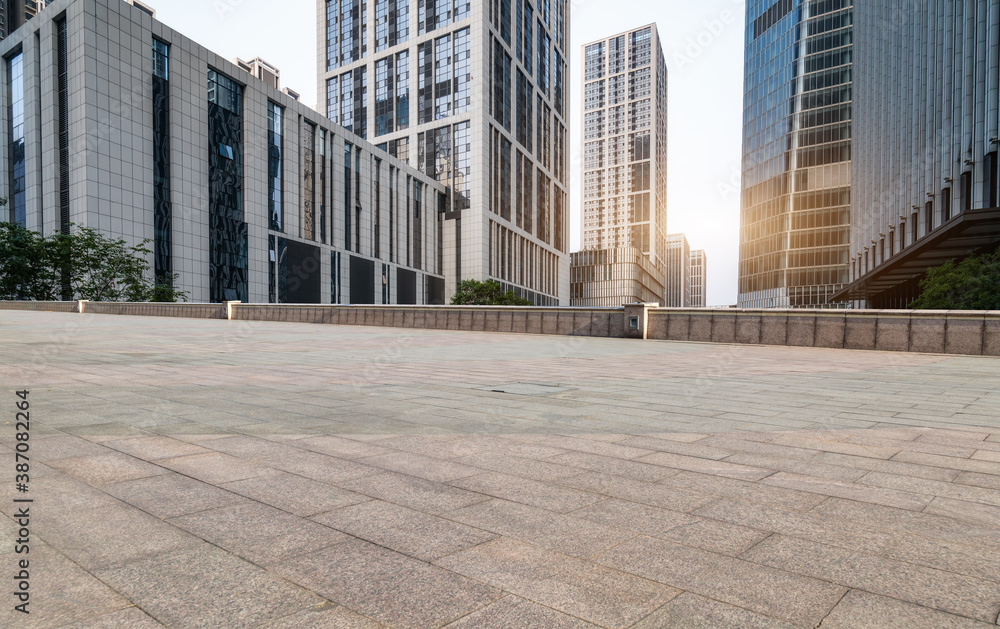 Road ground and modern architectural landscape skyline of Chinese city Road ground and modern architectural landscape skyline of Chinese city