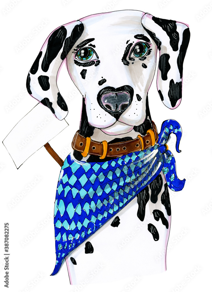 illustration dog shelter dalmatians cute touching favorite animal cartoon  style pet in clothes hand drawing Stock Illustration | Adobe Stock