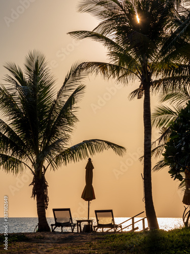 Thailand beach bar at sunset