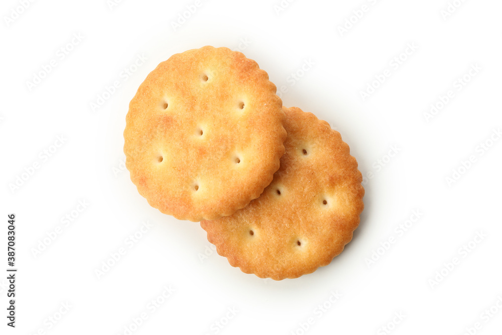 Tasty cracker biscuit isolated on white background Tasty cracker biscuit isolated on white background