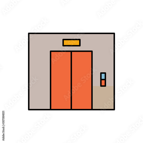 elevator, doors, lift line colored icon. elements of airport, travel illustration icons. signs, symbols can be used for web, logo, mobile app, UI, UX