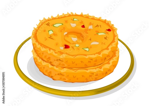ghevar,ghewar Indian Sweets or Mithai Food Vector