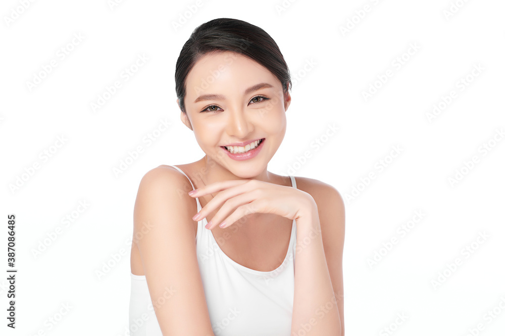 Beautiful young asian woman with clean fresh skin on white background, Face care, Facial treatment, Cosmetology, beauty and spa, Asian women portrait Beautiful young asian woman with clean fresh skin on white background, Face care, Facial treatment, Cosmetology, beauty and spa, Asian women portrait
