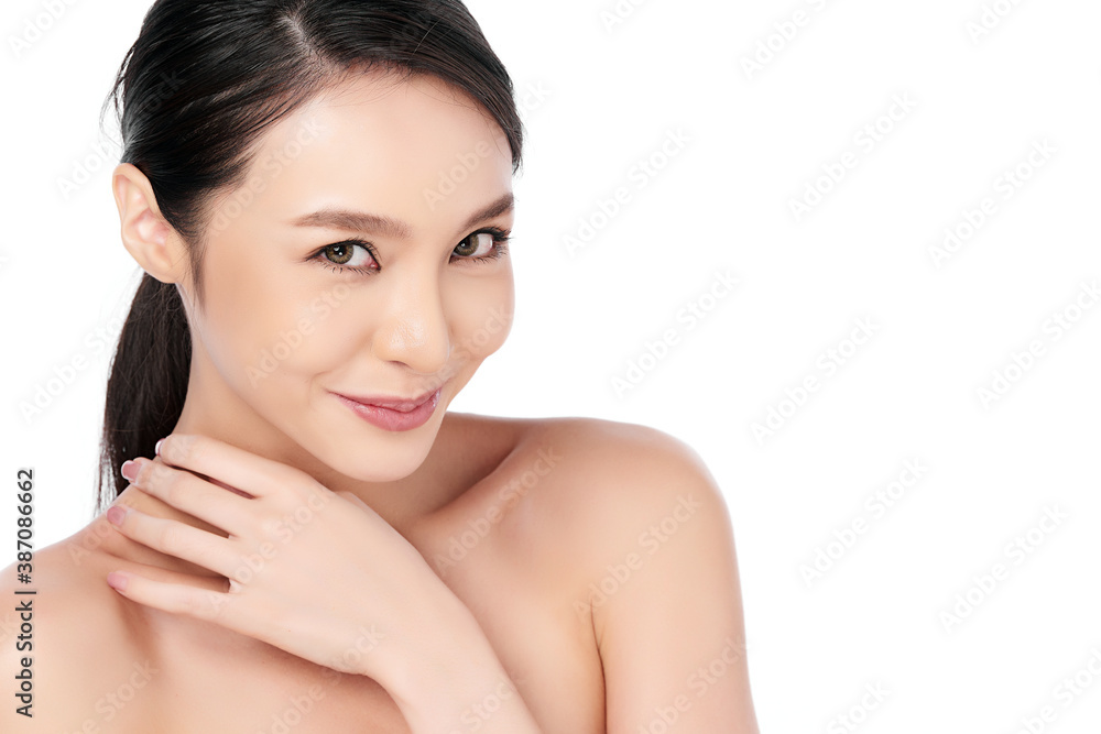 Beautiful young asian woman with clean fresh skin on white background, Face care, Facial treatment, Cosmetology, beauty and spa, Asian women portrait Beautiful young asian woman with clean fresh skin on white background, Face care, Facial treatment, Cosmetology, beauty and spa, Asian women portrait