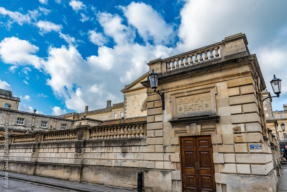 The Roman Baths, a well-preserved thermae in the city of Bath, Somerset, England.