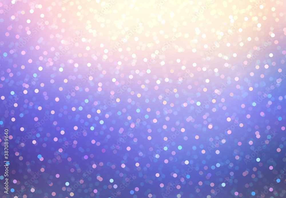 Brilliant bokeh on blue pink yellow gradient background. Winter holidays decorative illustration. Glitter pattern. Brilliant bokeh on blue pink yellow gradient background. Winter holidays decorative illustration. Glitter pattern.